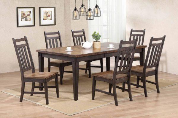 Rustic Two Tone Grey & Brown Dining Table and Chairs